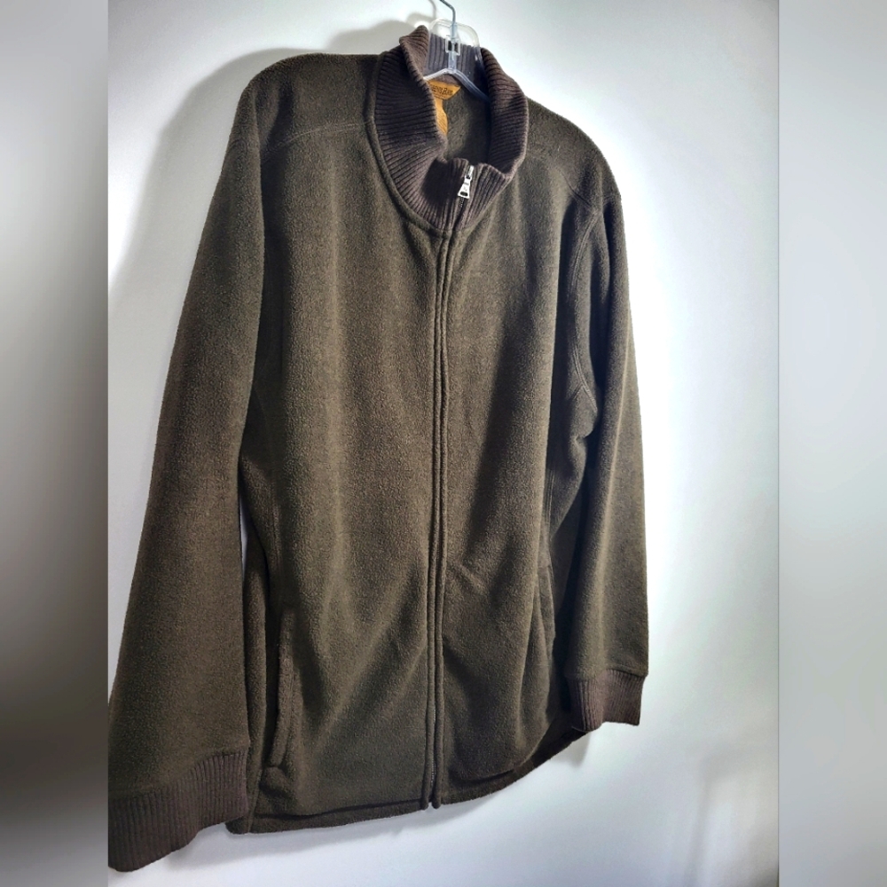 St John's Bay brown fleece zippered jacket   men's L  #2353